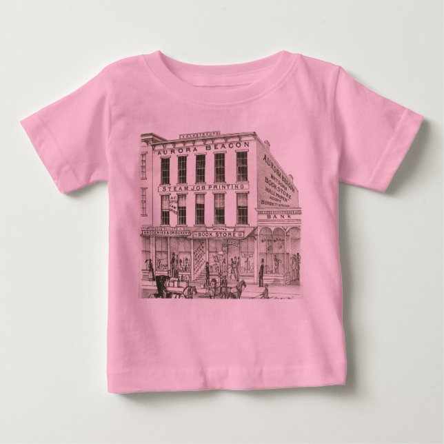 Camiseta De Bebé Aurora Illinois Aurora Beacon News 1871 Stone Lith (Anverso)