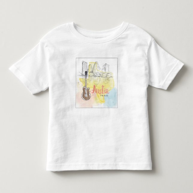 Camiseta De Bebé Austin, bosquejo de la acuarela de Tejas el | (Anverso)
