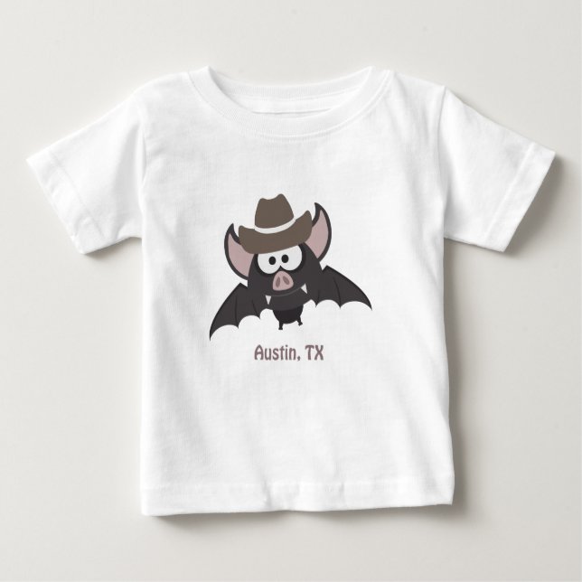 Camiseta De Bebé Austin Texas Cute Personalizado Cowboy Bat (Anverso)
