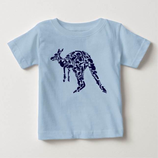 Camiseta De Bebé Australia cayó bajo el azul de los animales cangur (Anverso)