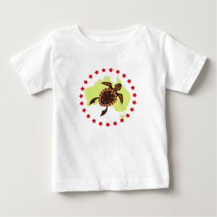 Camiseta De Bebé Australia Y Tortuga Marítima En Círculo De Estrell
