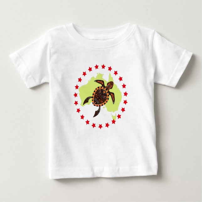 Camiseta De Bebé Australia Y Tortuga Marítima En Círculo De Estrell (Anverso)