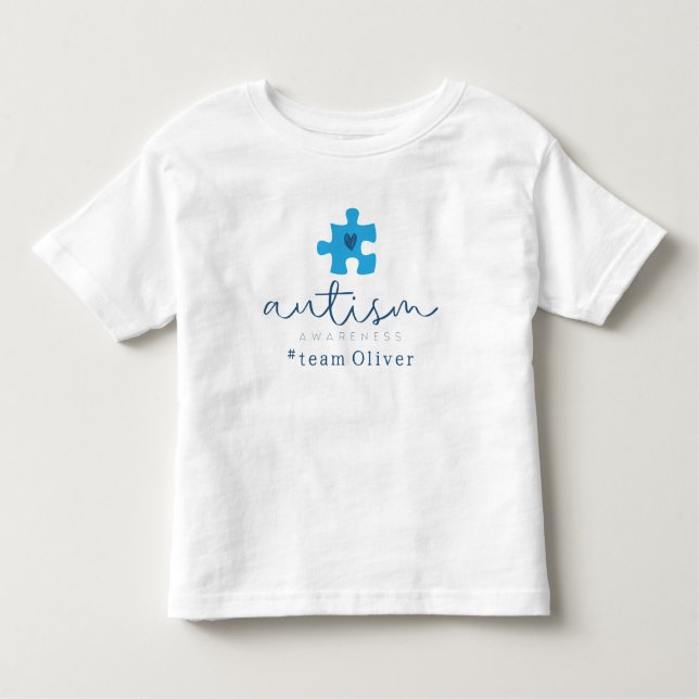 Camiseta De Bebé autism awareness blue puzzle piece #team name  (Anverso)