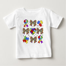 Camiseta De Bebé Autism Awareness Puzzle Piece Coquette Bow