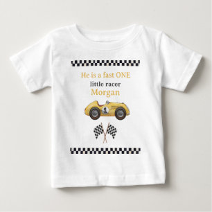 Camiseta De Bebé Auto Amarillo Rápido Carrera Niños Fiesta de Cumpl