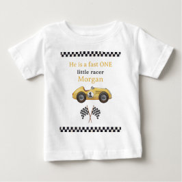 Camiseta De Bebé Auto Amarillo Veloz Cumpleaños Infantil Número Uno
