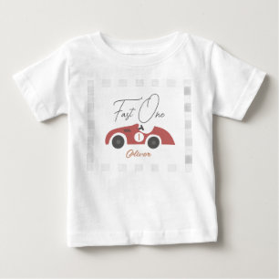 Camiseta De Bebé Auto de Carreras Rojo Niño Uno Cumpleaños