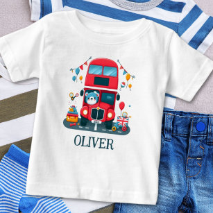 Camiseta De Bebé Autobús con doble cubierta y oso Teddy de Londres