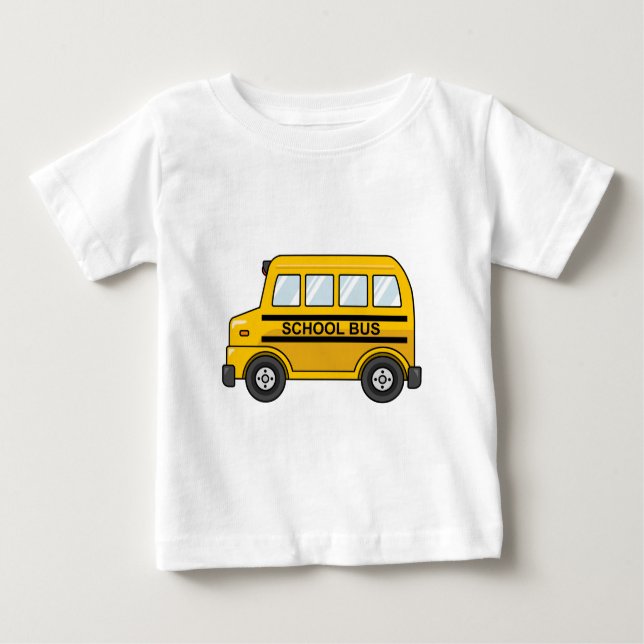 Camiseta De Bebé Autobús escolar amarillo y negro del dibujo (Anverso)