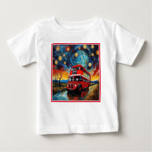 Camiseta De Bebé Autobús Rojo De Doble Decker En Una Noche Estelar,