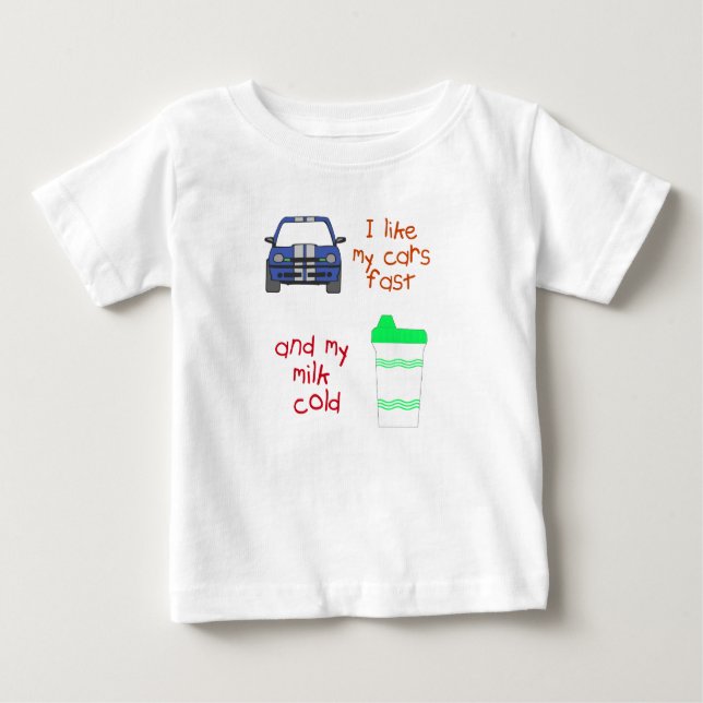 Camiseta De Bebé Automóviles rápidos y leche fría (Anverso)