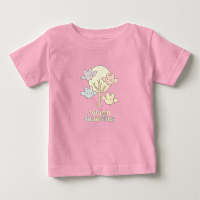 Camiseta De Bebé Autumn Butterflies – Pastel Bat Whimsy for Fall (Anverso)