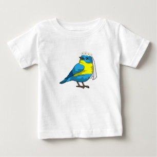 Camiseta De Bebé Ave como novia con guirnalda de flores