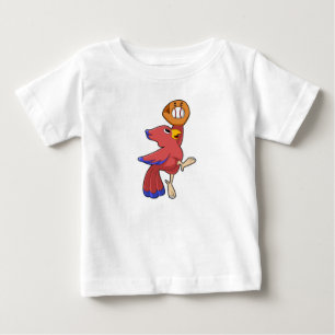 Camiseta De Bebé Ave en el béisbol con guante de béisbol