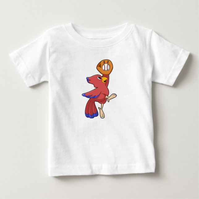 Camiseta De Bebé Ave en el béisbol con guante de béisbol (Anverso)