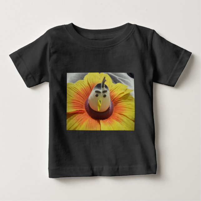 Camiseta De Bebé Ave esculpida en la imagen de arte de girasol (Anverso)