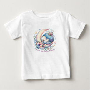 Camiseta De Bebé Ave lindo y personalizado durmiendo en la luna