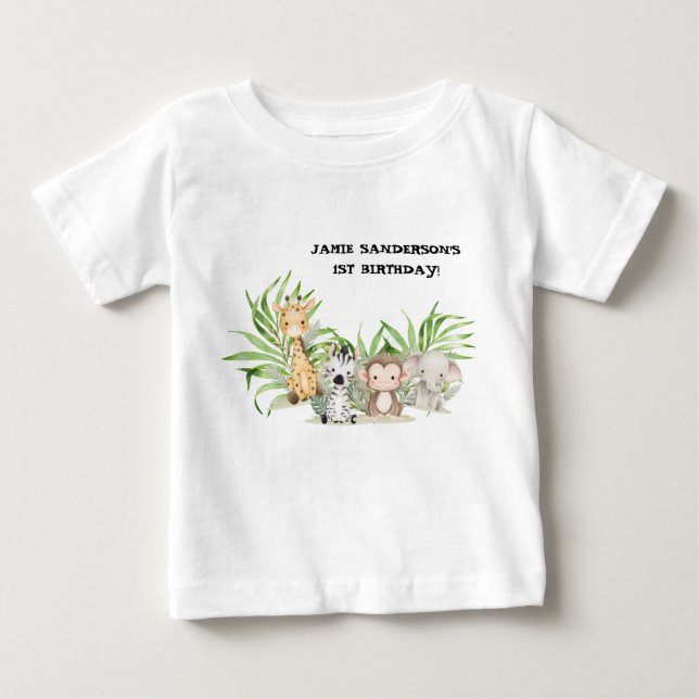 Camiseta De Bebé Aventura Safari Primer Cumpleaños (Anverso)