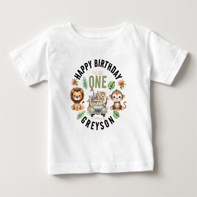 Camiseta De Bebé Aventura salvaje de una jungla 1er cumpleaños (Anverso)