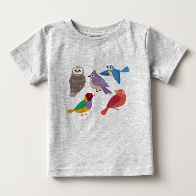 Camiseta De Bebé Aves coloridas (Anverso)