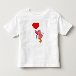 Camiseta De Bebé Aves como novia con globo de velo y corazón