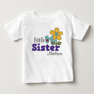 Camiseta De Bebé Aves cortas Daisy Flor Pequeña Hermana