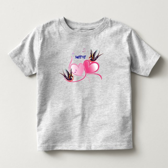 Camiseta De Bebé Aves elegantes amor al corazón (Anverso)