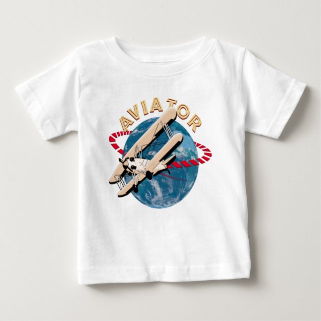 Camiseta De Bebé Aviador viajando por el mundo (Anverso)