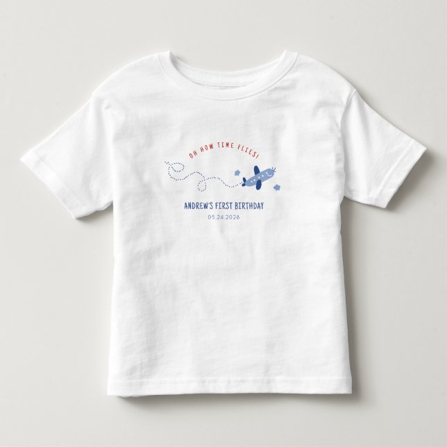 Camiseta De Bebé Avión Adorable Cómo El Tiempo Vuela Primer Cumplea (Anverso)