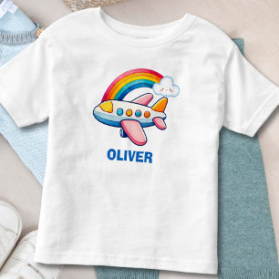 Camiseta De Bebé Avión caprichoso con arcoíris