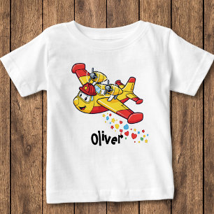 Camiseta De Bebé Avión de bomberos de dibujos animados caprichoso 