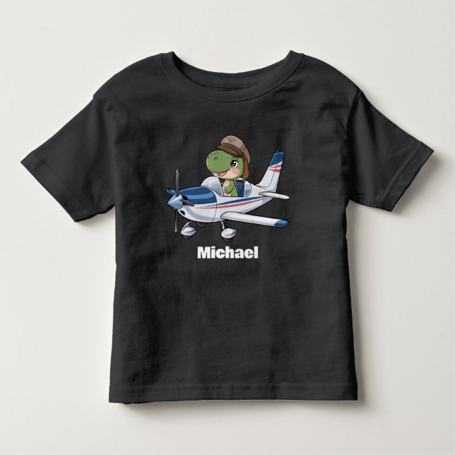 Camiseta De Bebé Avión de Cessna de Dinosaurio Cuto, Personalizado (Anverso)