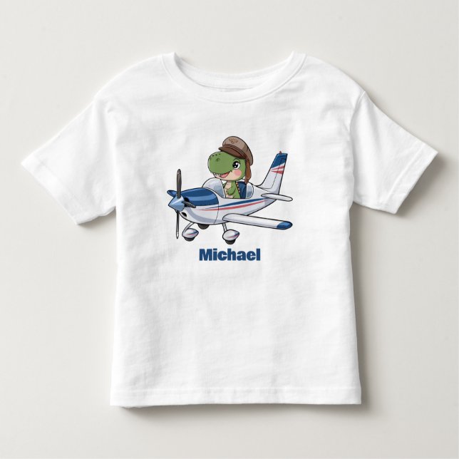 Camiseta De Bebé Avión de Cessna de Dinosaurio Cuto, Personalizado (Anverso)