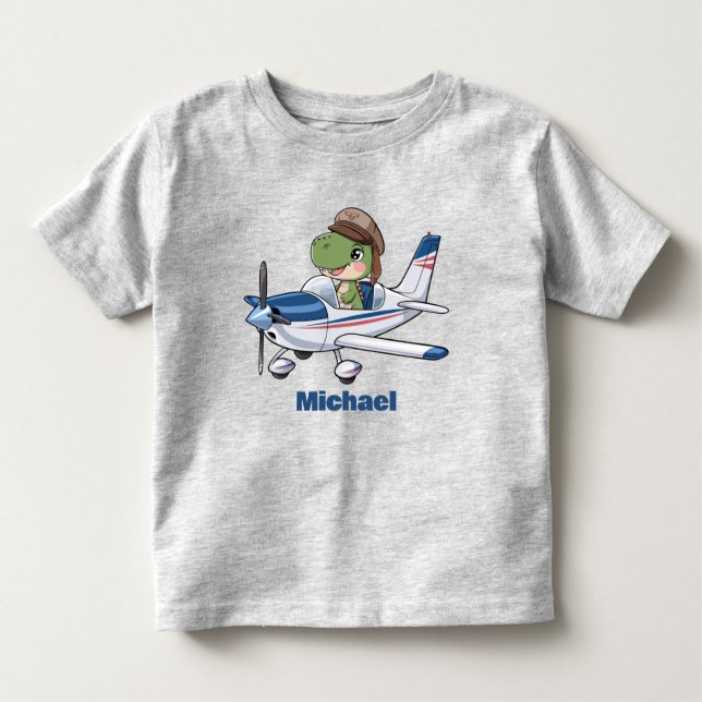 Camiseta De Bebé Avión de Cessna de Dinosaurio Cuto, Personalizado (Anverso)