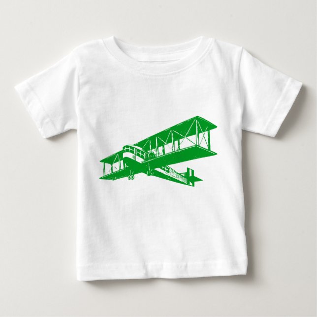 Camiseta De Bebé Avión de cosecha - Verde de hierba (Anverso)