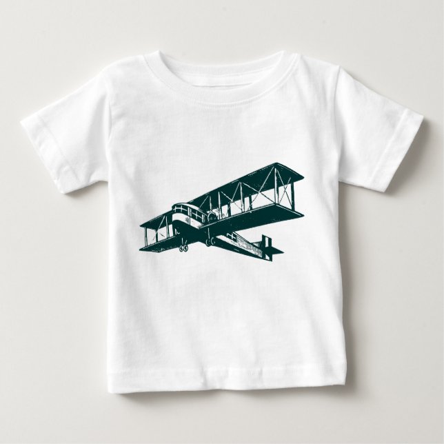 Camiseta De Bebé Avión de cosecha - Verde oscuro (Anverso)