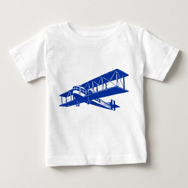 Camiseta De Bebé Avión de época - Azul marino (Anverso)
