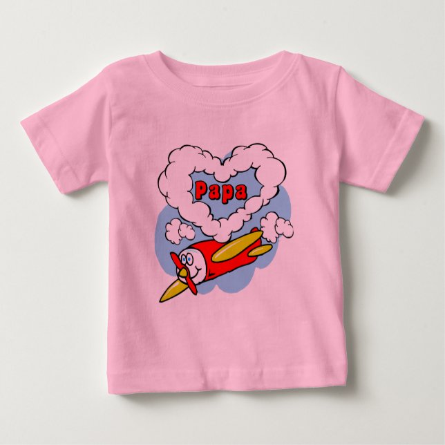 Camiseta De Bebé Avión Love Papa Kids (Anverso)