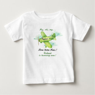 Camiseta De Bebé Avión Oh Mi Tiempo Vuela Cumpleaños Primero 