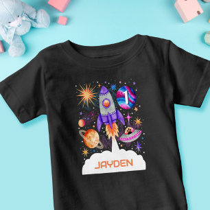 Camiseta De Bebé Aviones para buques de cohetes, OVNI y niños astro