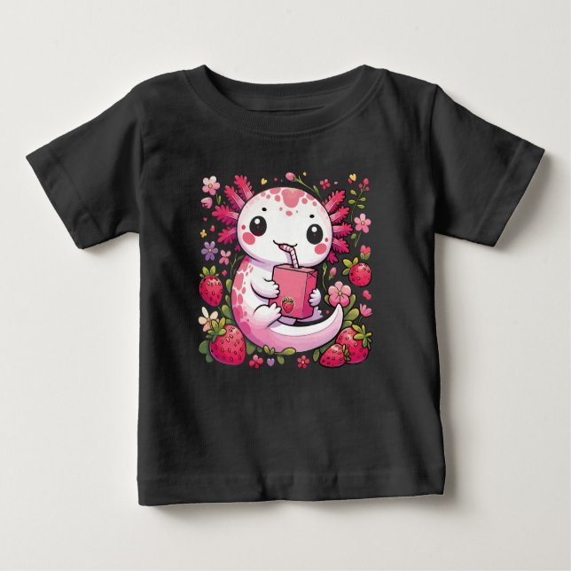 Camiseta De Bebé Axolotl Bebe Fresa Japonesa (Anverso)