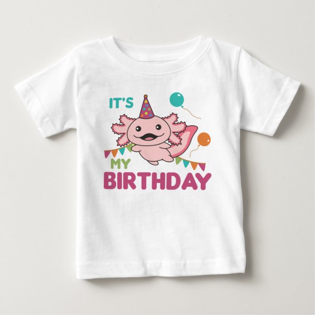 Camiseta De Bebé Axolotl desearía que fuera mi bebé de cumpleaños (Anverso)