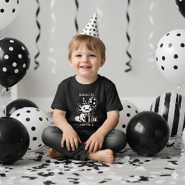 Camiseta De Bebé Axolotl negro y blanco y globos de cumpleaños