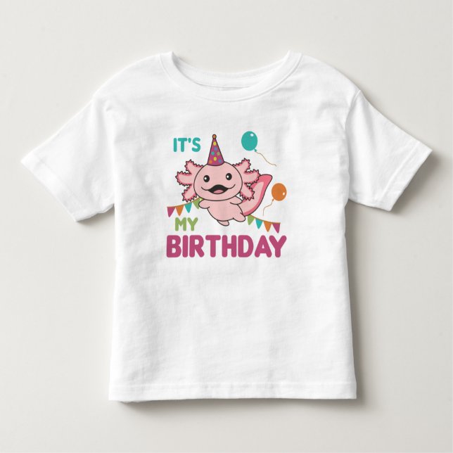 Camiseta De Bebé Axolotl quiere que sea mi cumpleaños, lindo Axolot (Anverso)