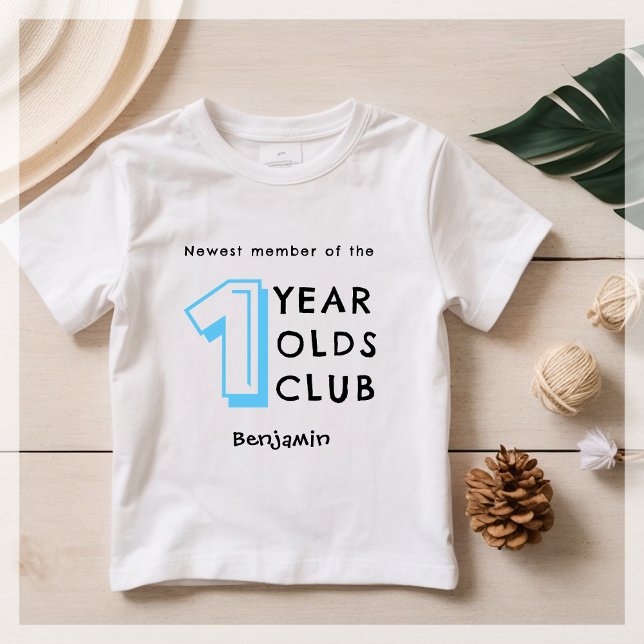 Camiseta De Bebé Azul | 1 cumpleaños | Personalizado (Subido por el creador)