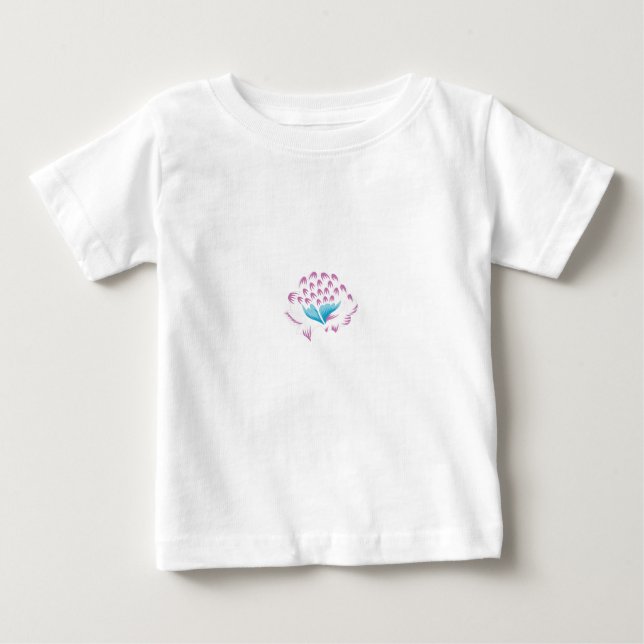 Camiseta De Bebé Azul de flor de maíz claro, Megenta cielo, Girona (Anverso)