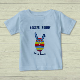 Camiseta De Bebé Azul del conejito de huevo de Pascua