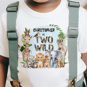 Camiseta De Bebé Azul Dos salvajes niños con temática Safari 2º cum
