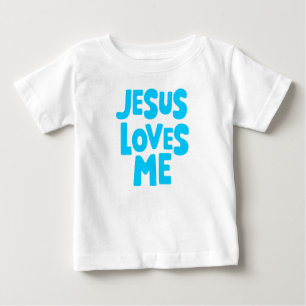 Camiseta De Bebé Azul "Jesús me ama" por camiseta bebé