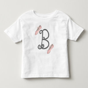 Camiseta De Bebé B es para Ballerina Ballet Rosa Shoe Dance Monogra